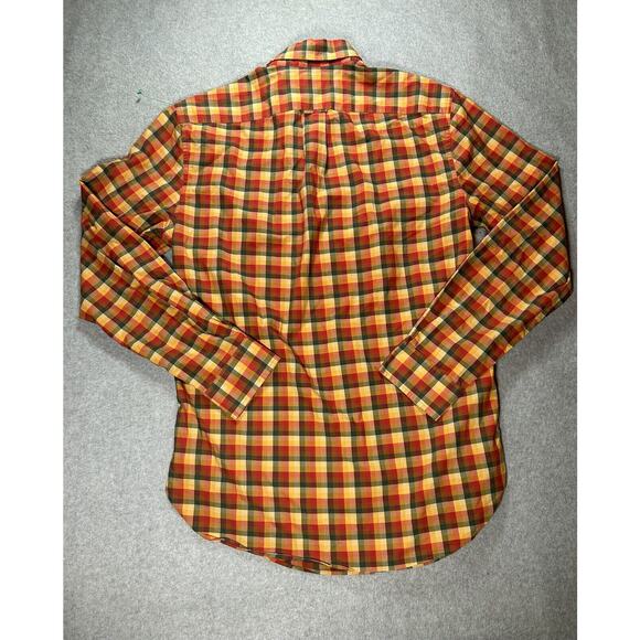 LL Bean Shirt Mens Medium Tall MT Plaid Long Sleeve Button Up Fall Colors - Picture 9 of 9